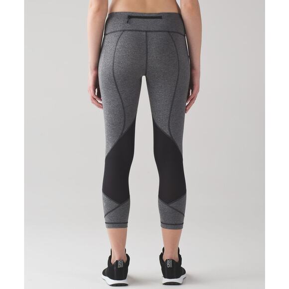 Lululemon Pace Rival Crop 22" Heathered Gray Black Leggings Womens 4 Activewear - Picture 3 of 13